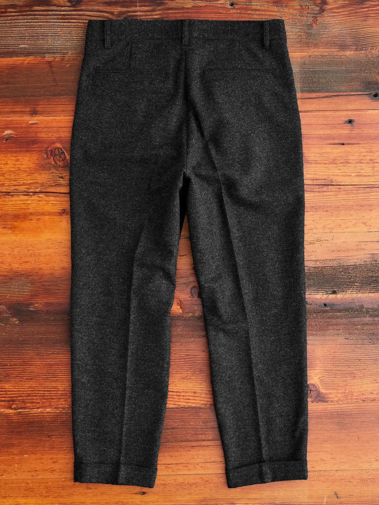 1-Pleat Wool Cashmere Trouser in Charcoal