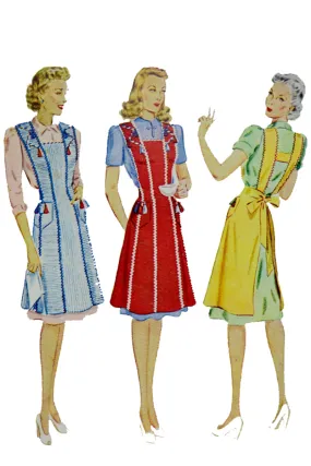 1942 Vintage McCall 987 Full Bib Apron w Tassel Trim Sewing Pattern