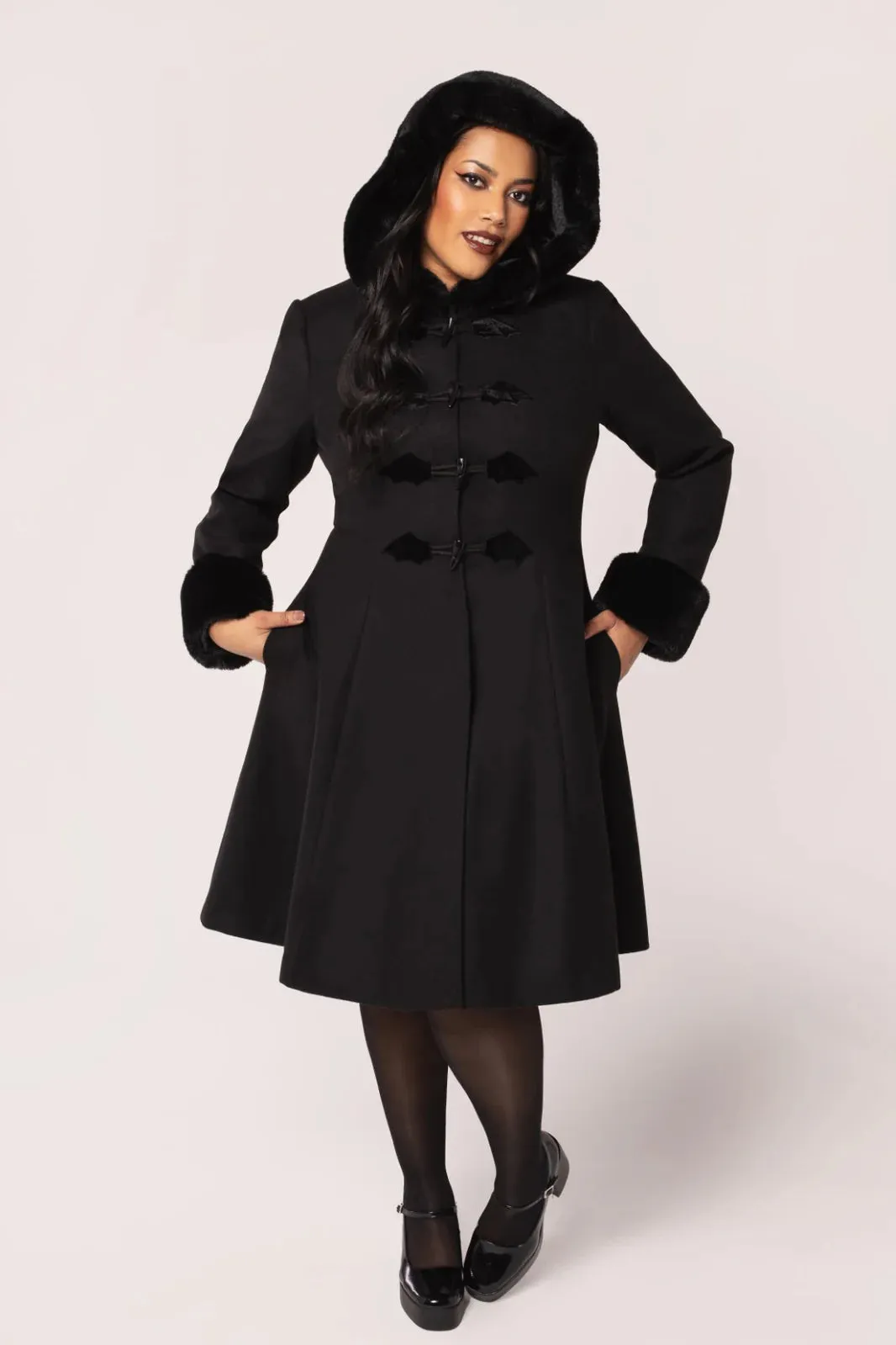 Bat Batilda Coat in Black by Hell Bunny