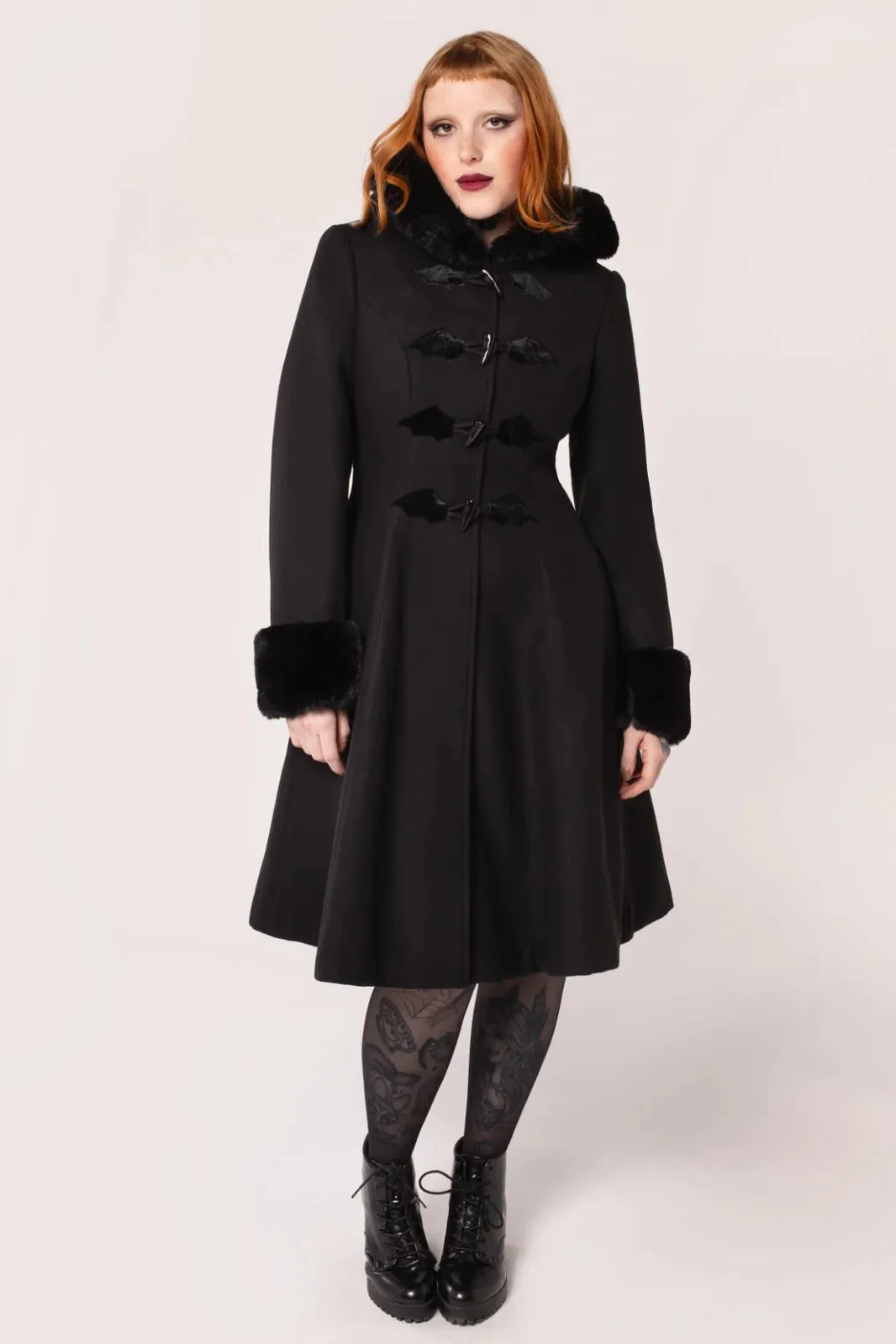 Bat Batilda Coat in Black by Hell Bunny