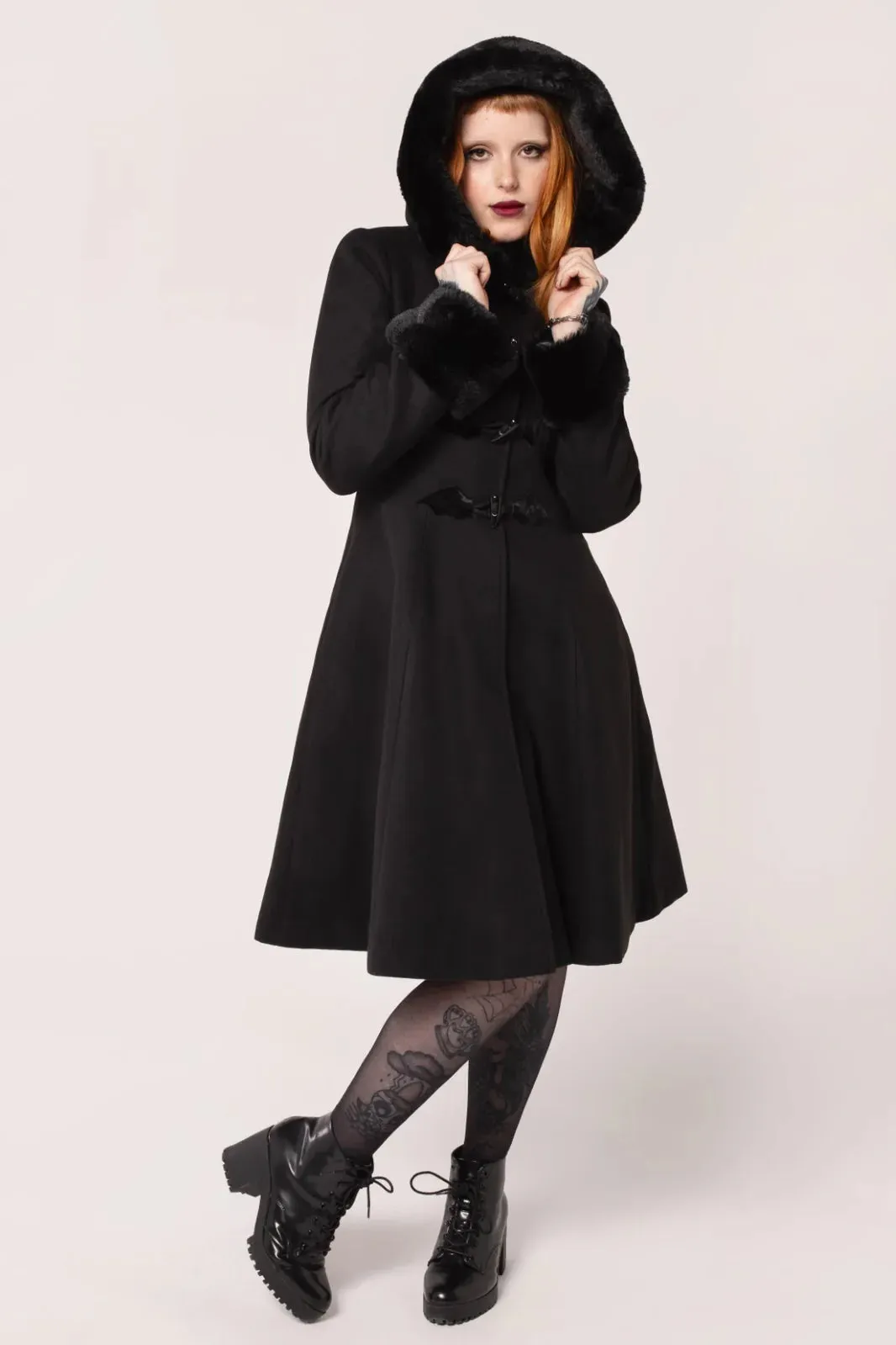 Bat Batilda Coat in Black by Hell Bunny