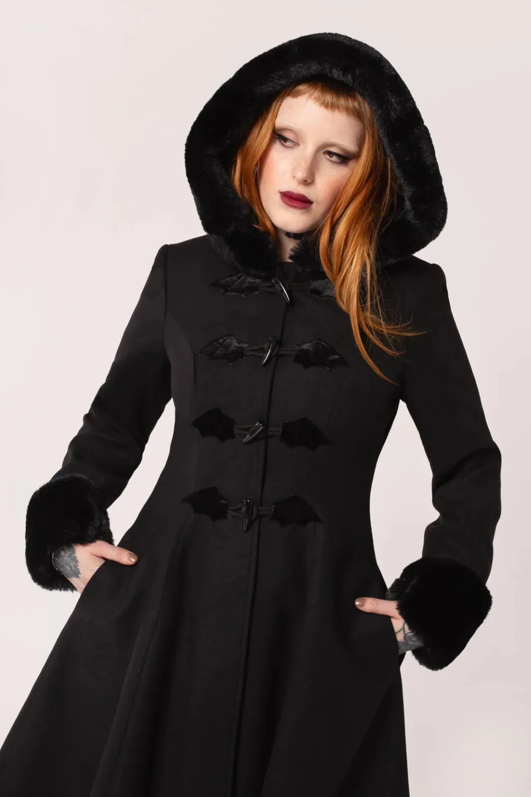 Bat Batilda Coat in Black by Hell Bunny