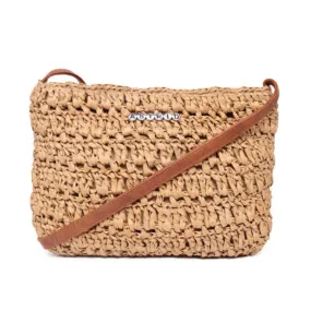 Beige Raffia Crossbody Sling Bag