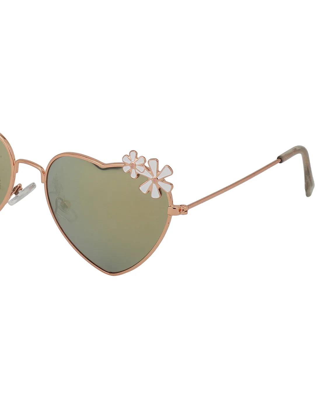 Carlton London Mirrored Lens & Gold-Toned Heart Shape Sunglasses For Girl