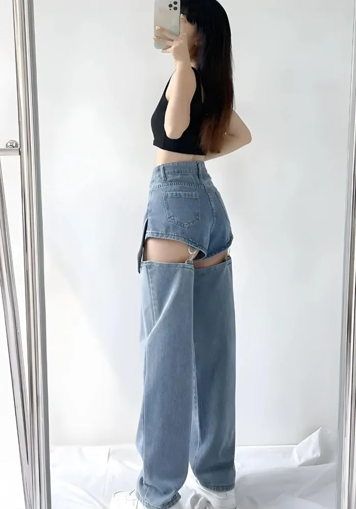 Detachable Straight Leg Jeans