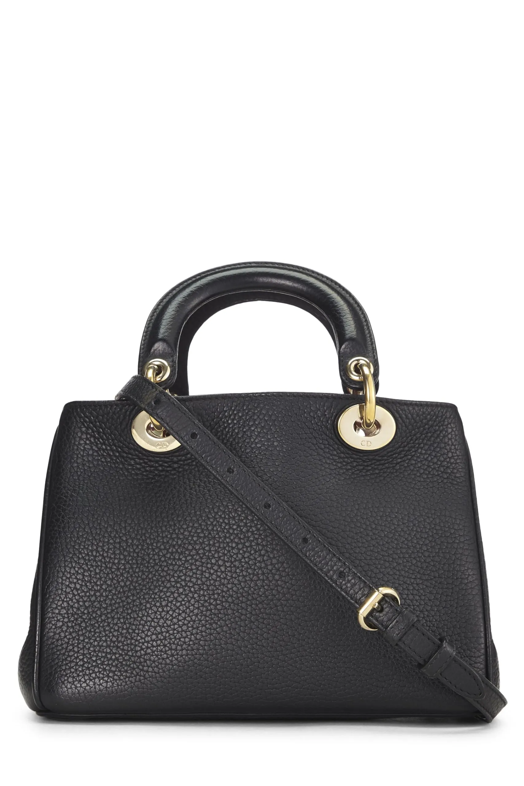 Dior,  Black Calfskin Diorissimo Handbag Mini, Black