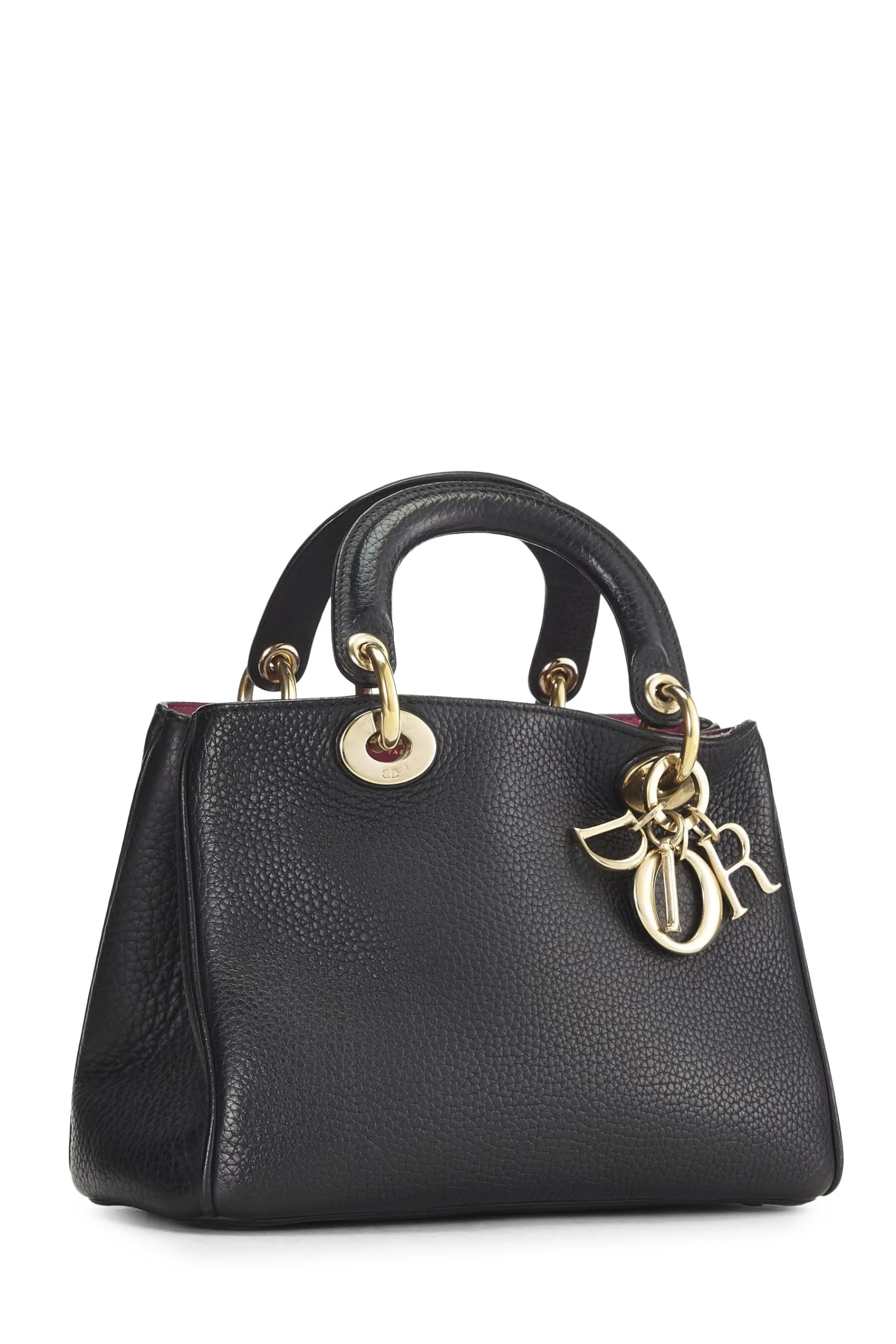 Dior,  Black Calfskin Diorissimo Handbag Mini, Black