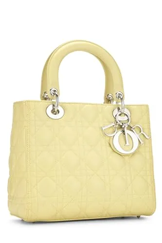 Dior,  Yellow Cannage Quilted Lambskin Lady Dior Medium, Yellow