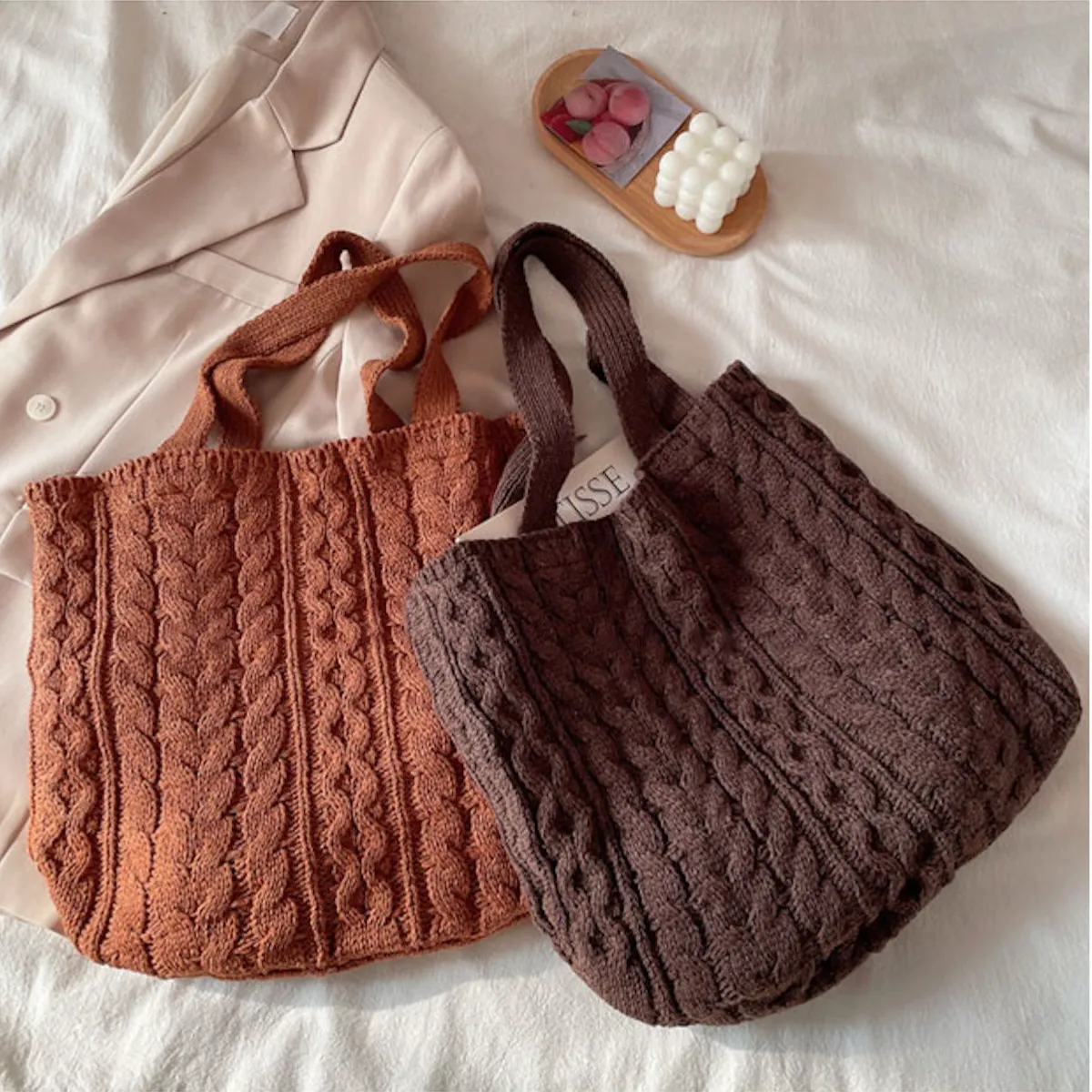 Elena Handbags Hand Knit Tote Bag