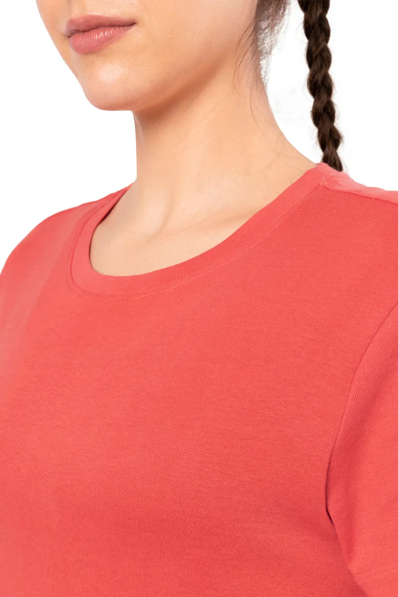 Essential Basic Short Sleeve Round Neck T-Shirt - Cayenne