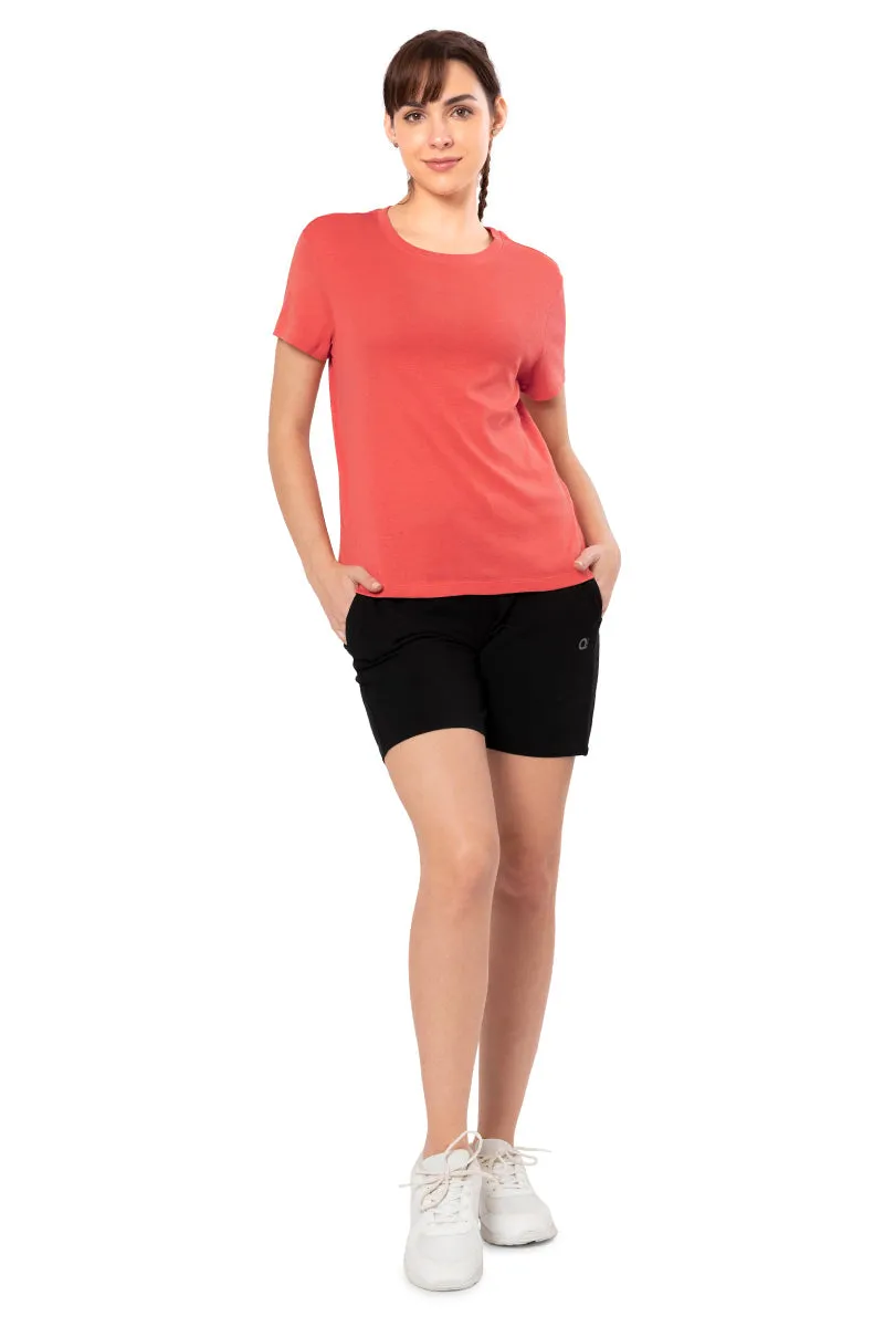 Essential Basic Short Sleeve Round Neck T-Shirt - Cayenne