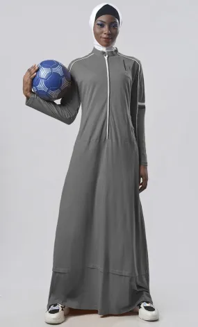 Everyday Grey Jersey Sportswear Abaya Dress  - Final Sale