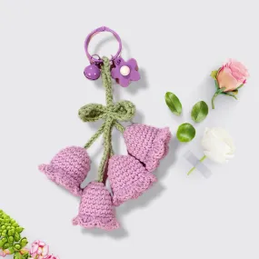 Flower Knitted KeyChain for Bag Crochet Campanula Keychain Handmade Gift