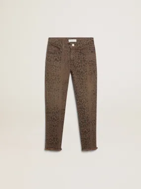 Girls’ skinny jeans with animal print