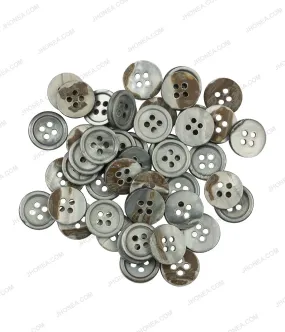 Glossy & Shiny Pearlescent Grey Rounded Rim Shirt Buttons