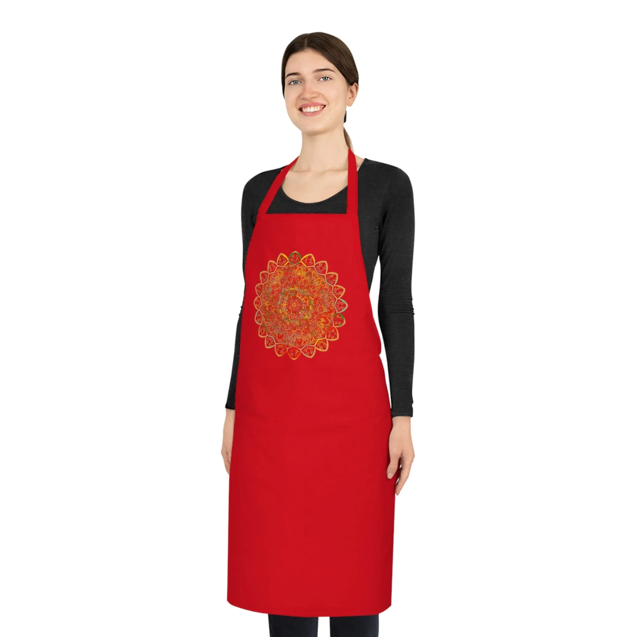 Hand-Drawn Mandala Art Cotton Apron - Chef's Essential