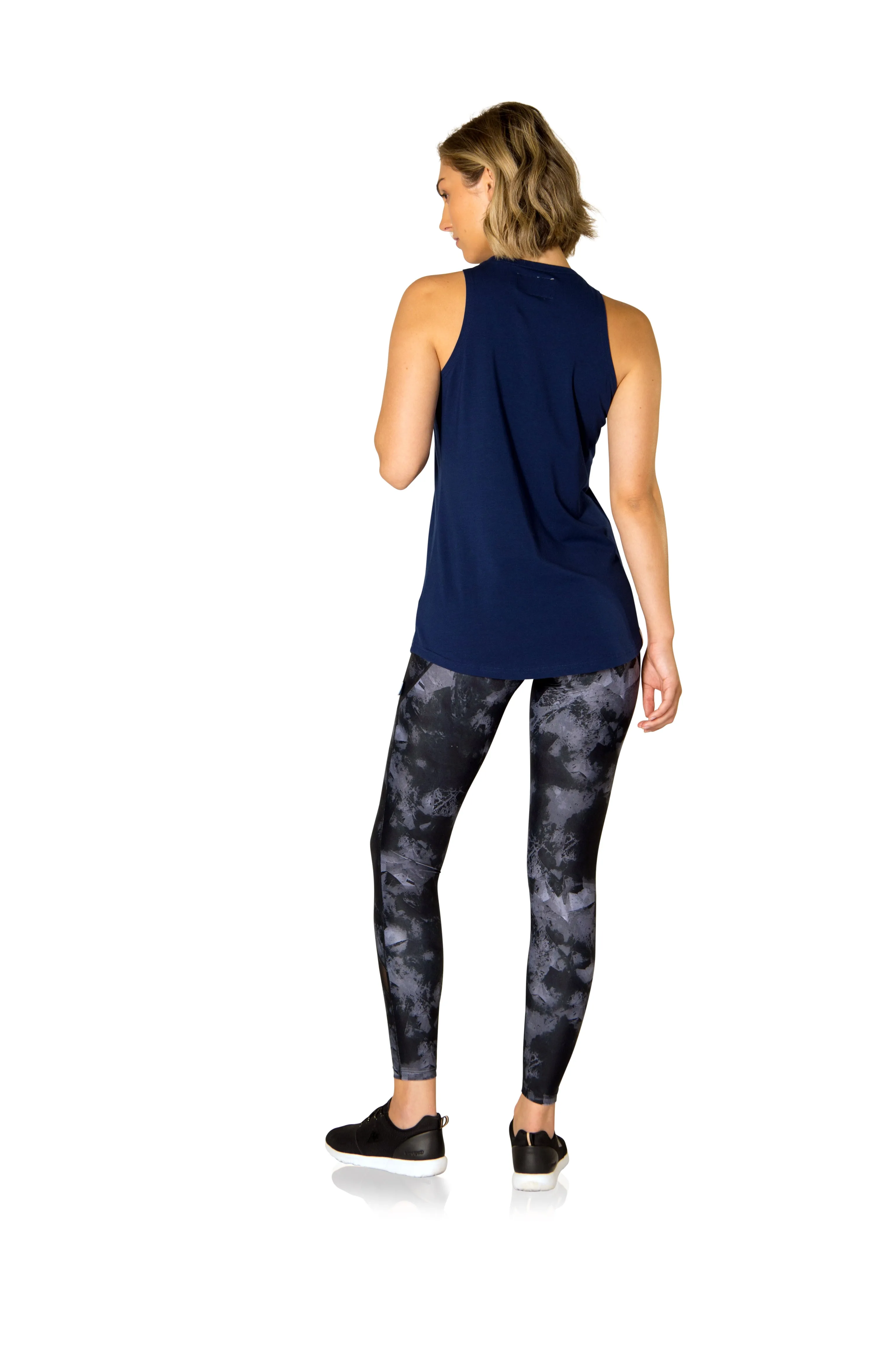 JACQUELINE HIGH NECK SINGLET - NAVY