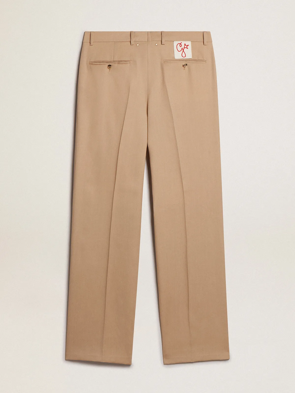 Men’s wool gabardine pants in sand