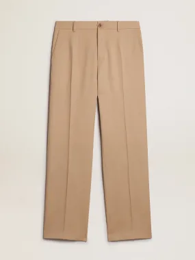 Men’s wool gabardine pants in sand