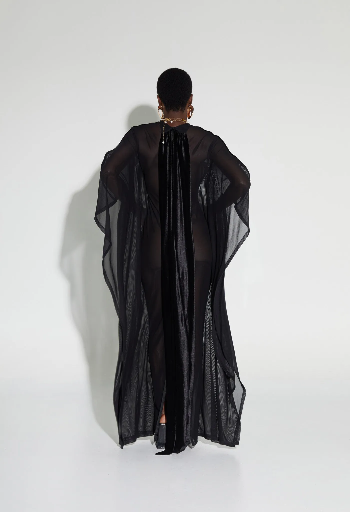 Mesh Batwing Gown - Panther