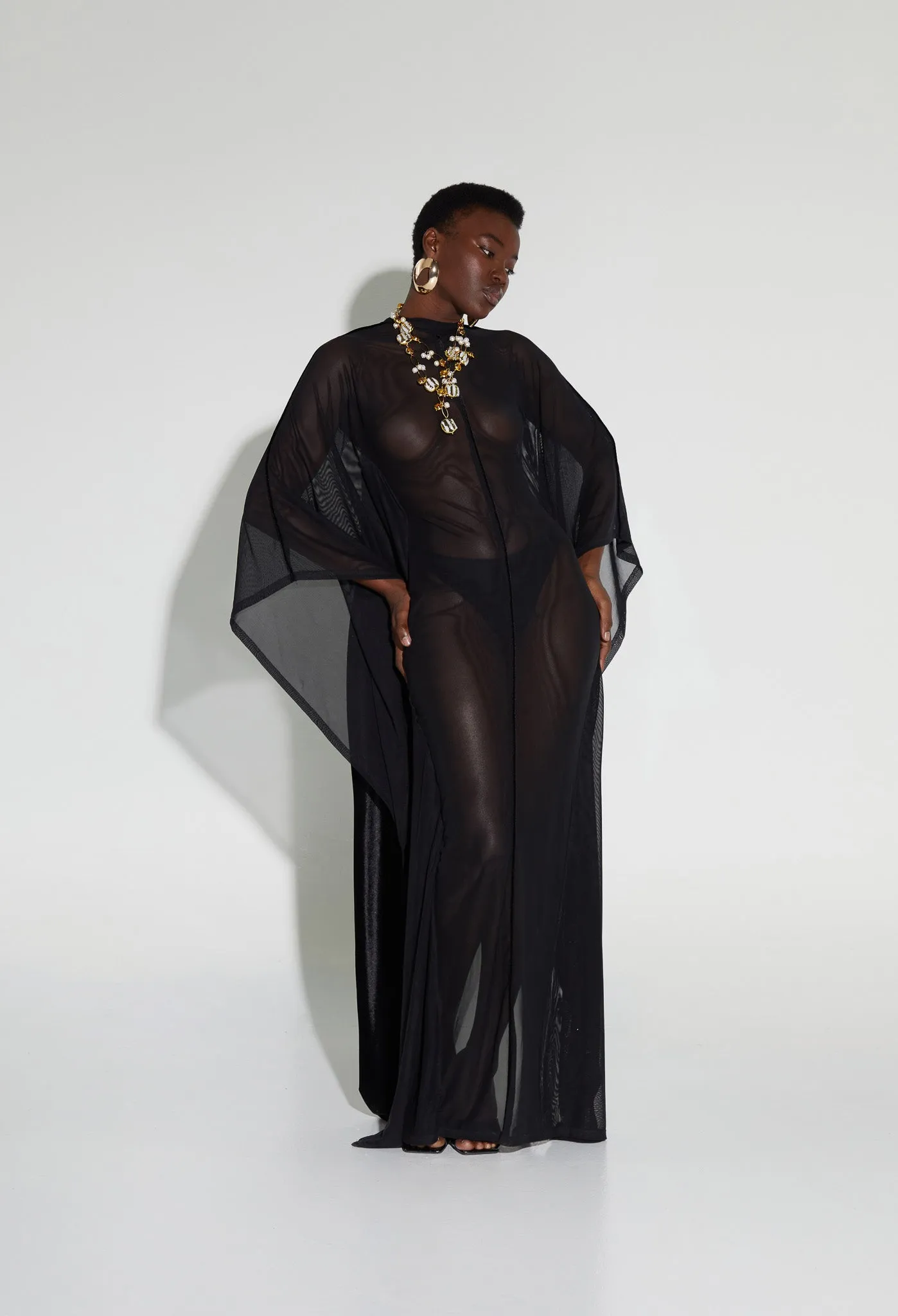 Mesh Batwing Gown - Panther