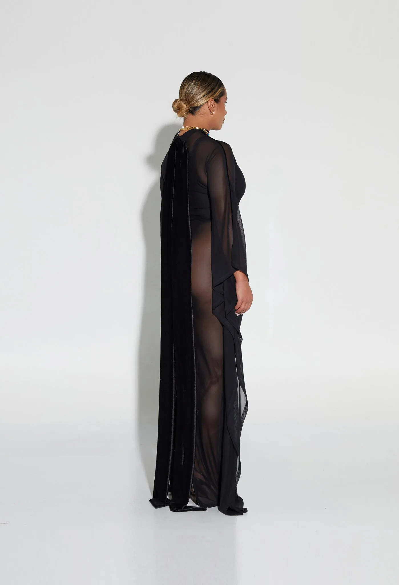 Mesh Batwing Gown - Panther