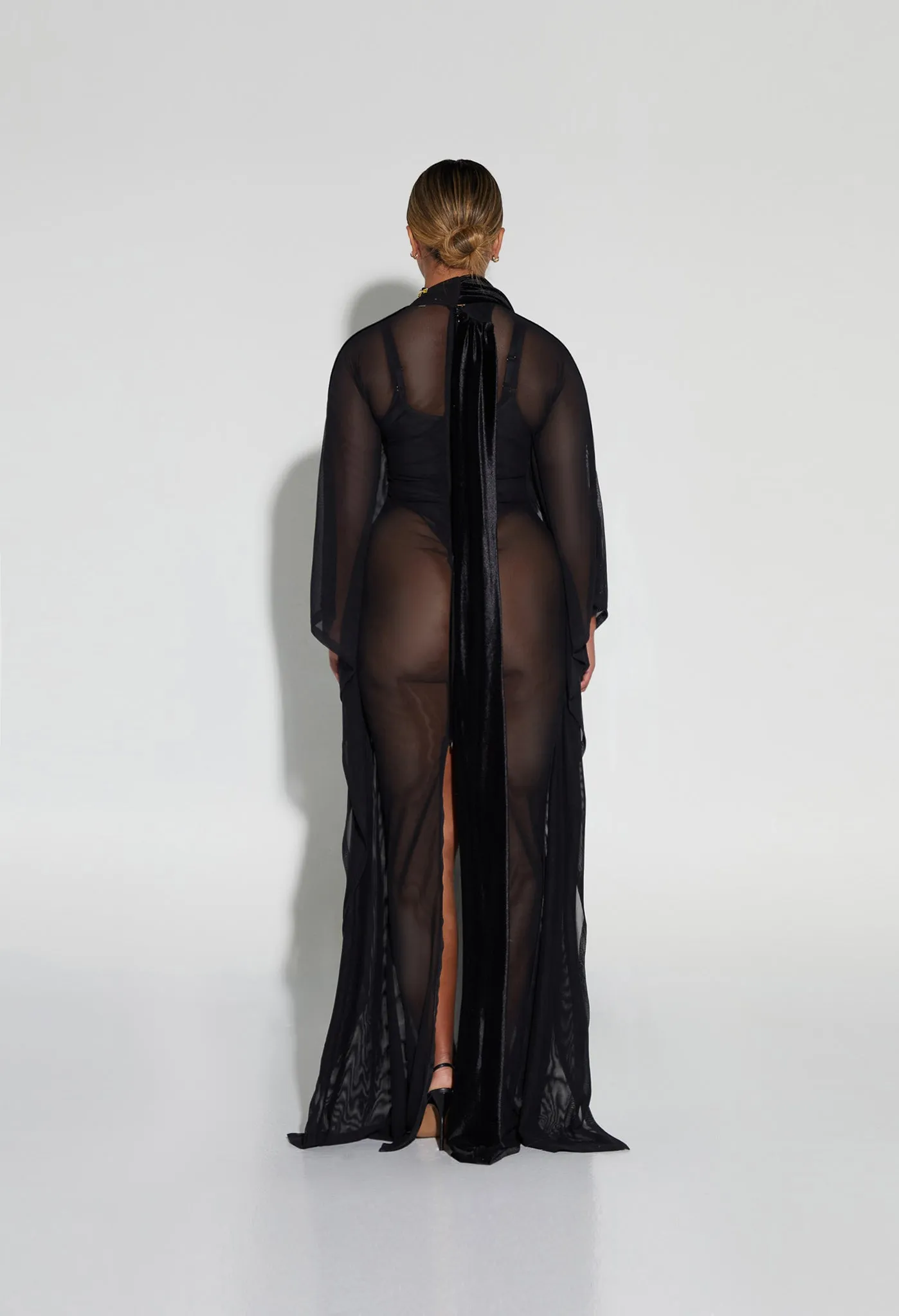 Mesh Batwing Gown - Panther