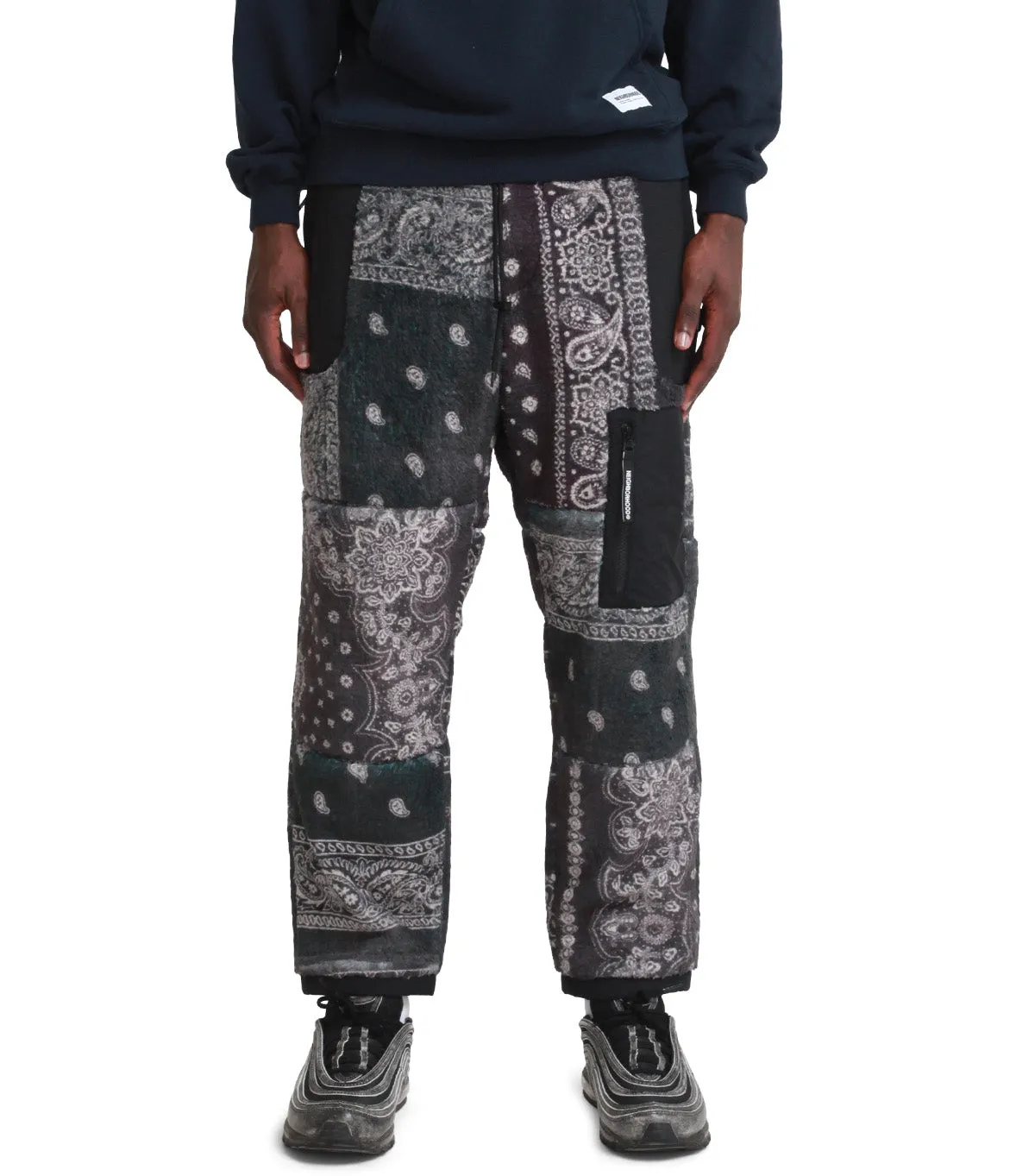 Neighborhood Bandana Pattern Fleece Pants Black