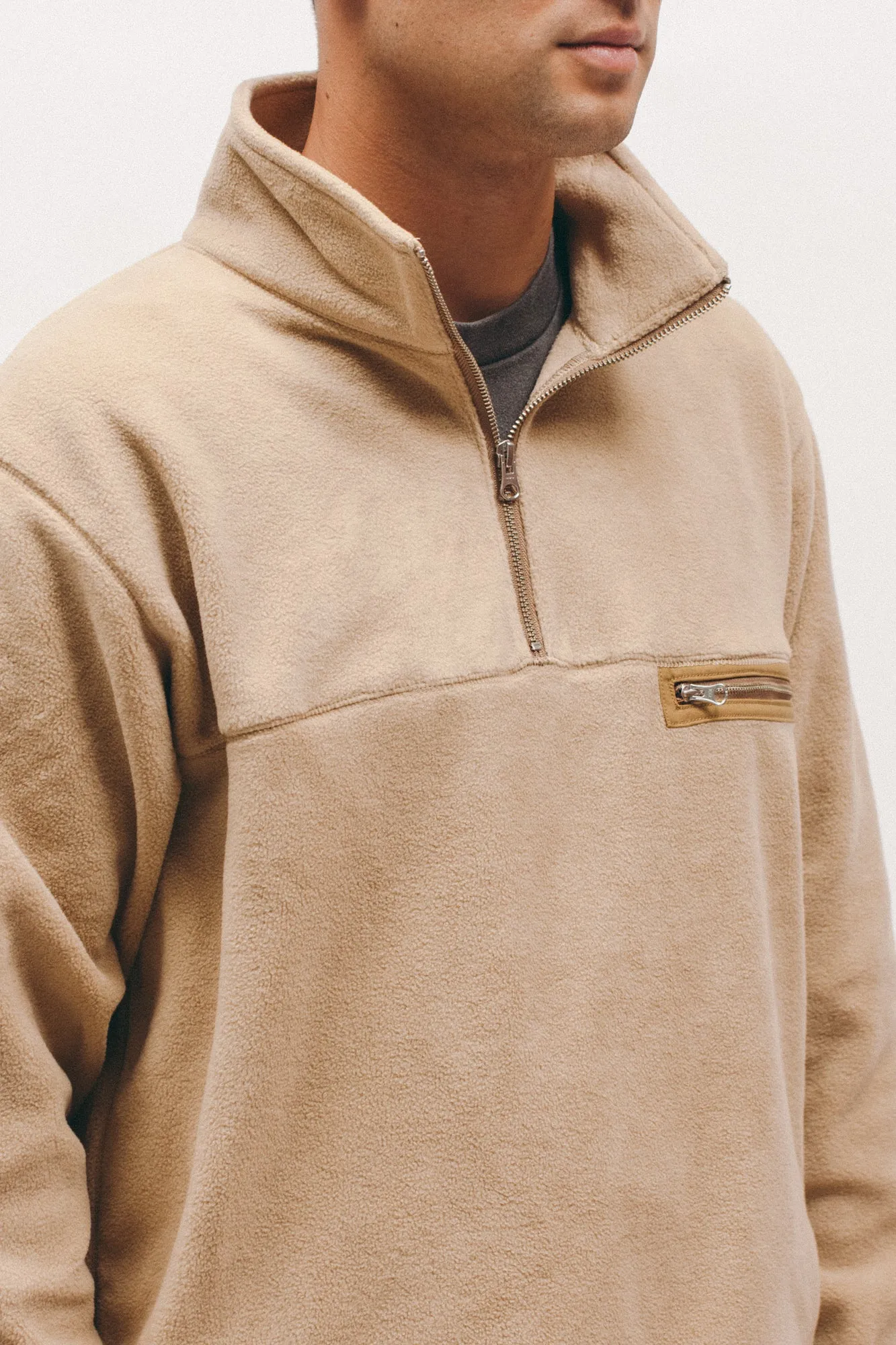 Polar Fleece Popover- Tan