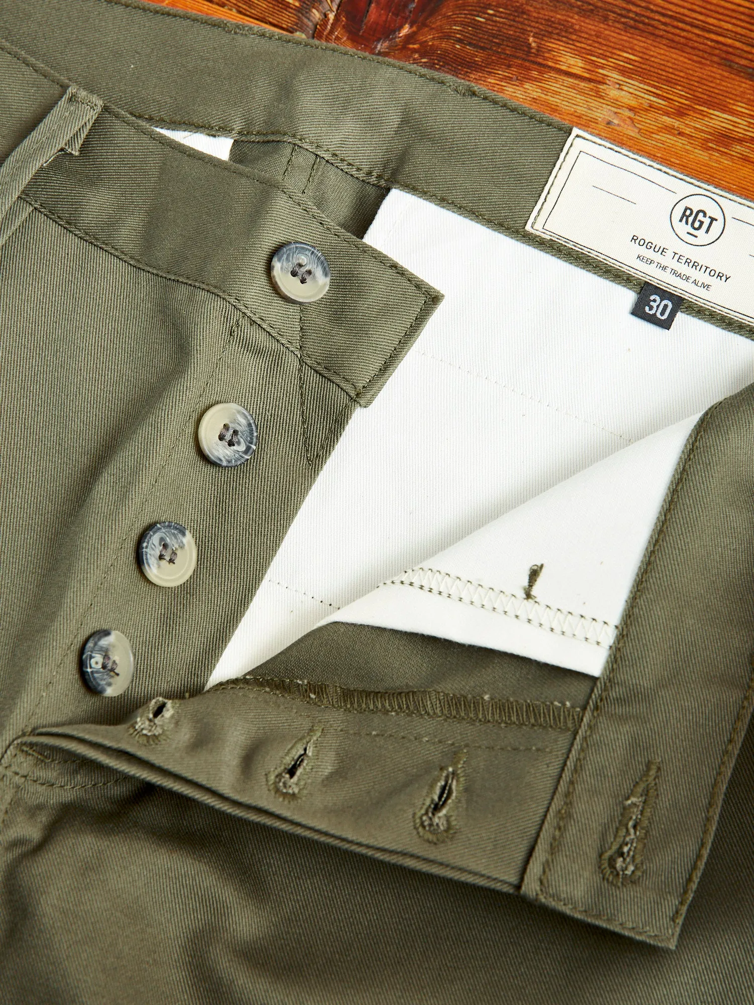 "Officer Trouser" in Olive Twill