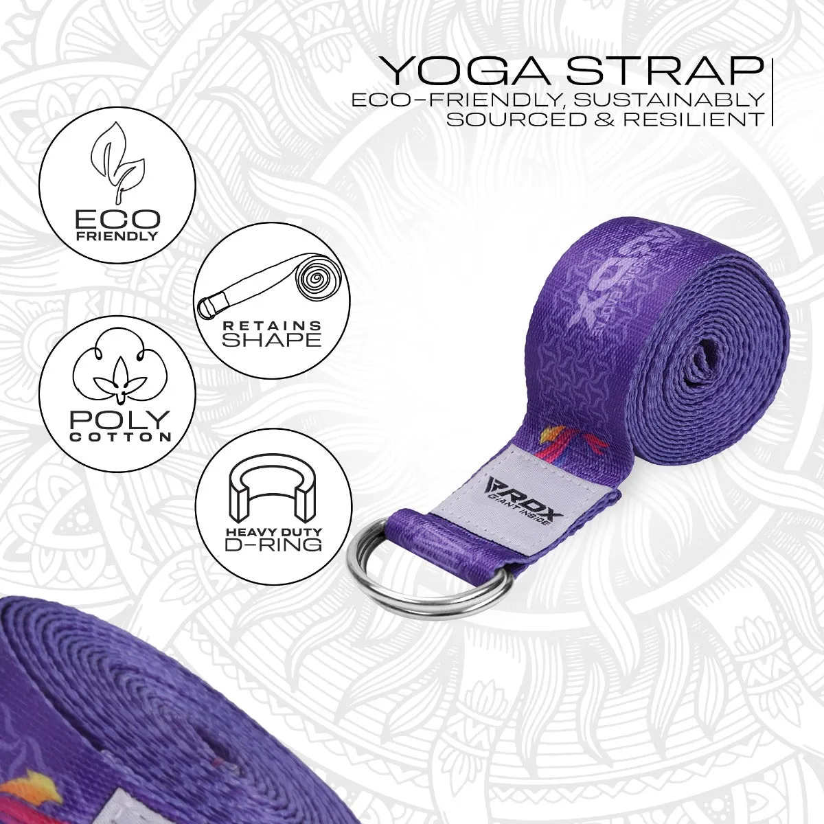 RDX F2 D-Ring Steel Buckle Cotton Yoga Strap