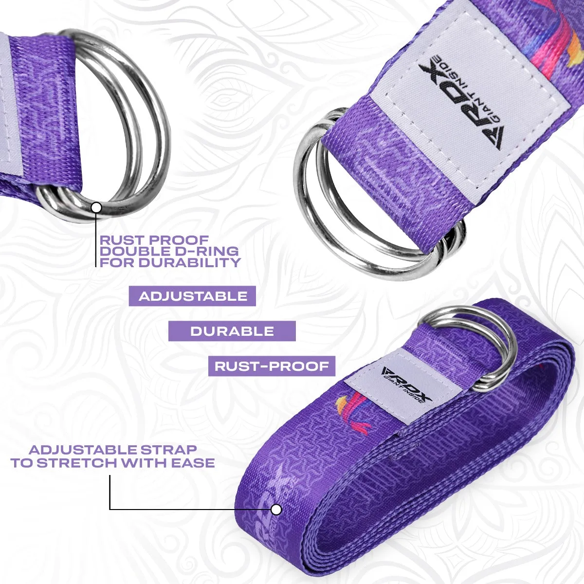 RDX F2 D-Ring Steel Buckle Cotton Yoga Strap