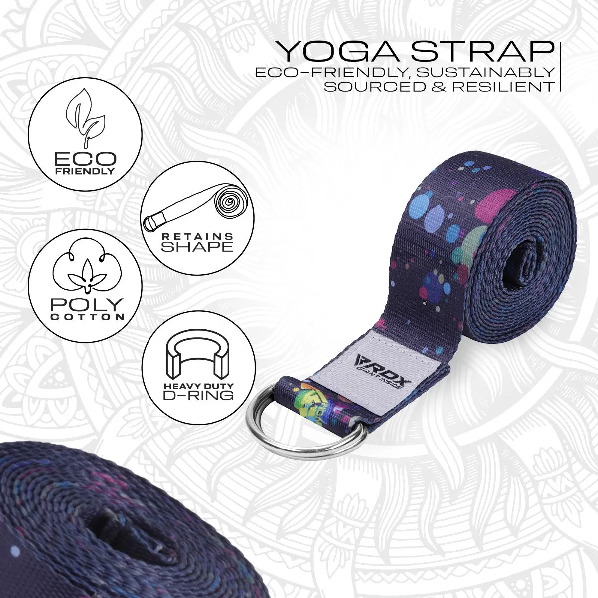 RDX F3 D-Ring Steel Buckle Cotton Yoga Strap