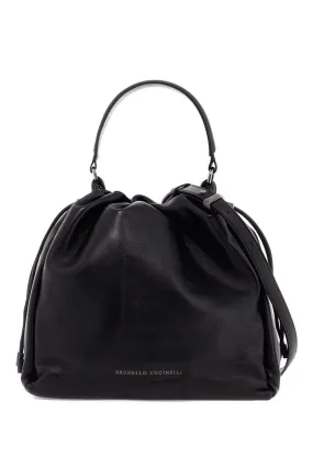 SOFT LEATHER BUCKET BAG WITH PRECIOUS DETAILS