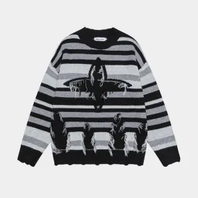 Tassel Groove | Oversized Hip Hop Tassel Stripes Jumper