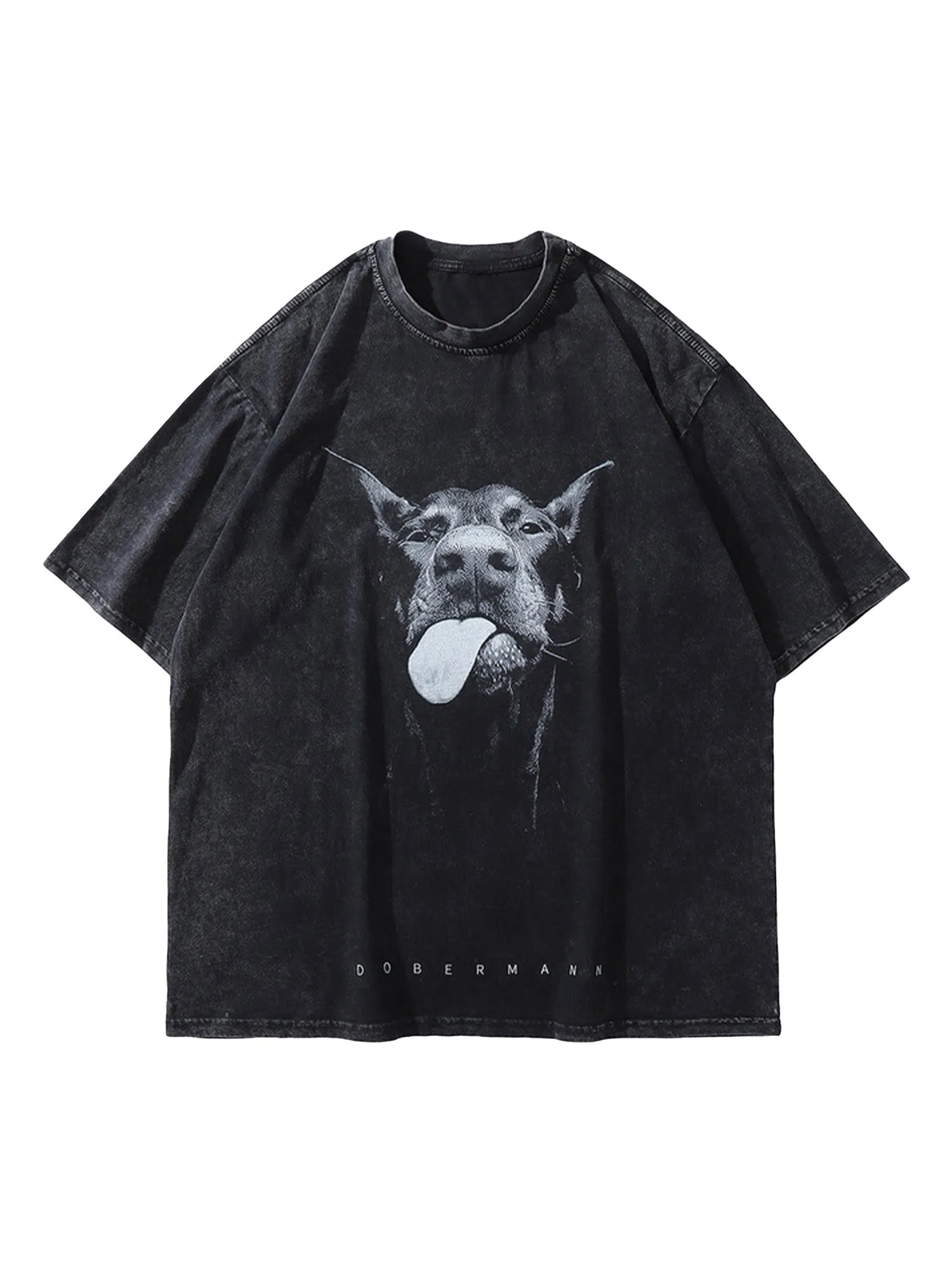 Thesupermade Retro Hip-hop Doberman Print T-shirt - 2172