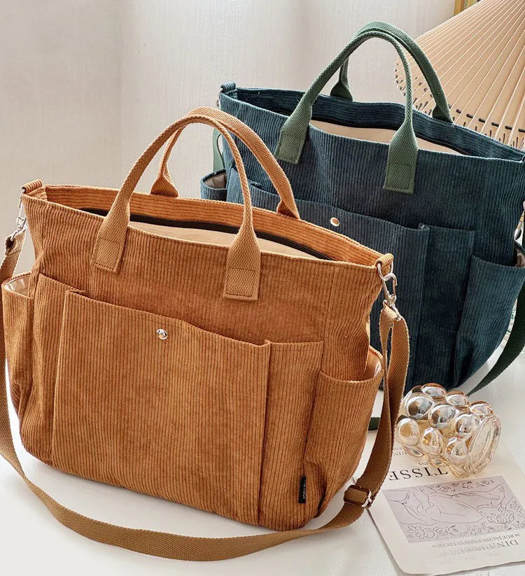 Thick Corduroy Shoulder Bag – Simple All-Match Commute Tote & Messenger for Students